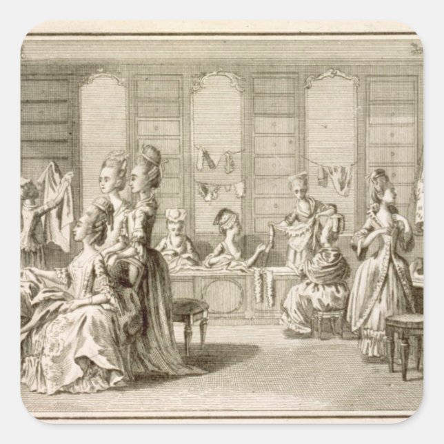 Pegatina Cuadrada Tienda de moda, de la 'Enciclopedia' de Denis Do (Anverso)