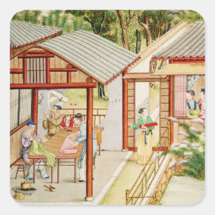 Pegatina Cuadrada Tienda de modista china