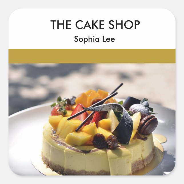 Pegatina Cuadrada Tienda de pasteles marrón y blanco (Anverso)