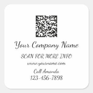 Pegatina Cuadrada Tienda de promoción de código QR con logotipo Bl