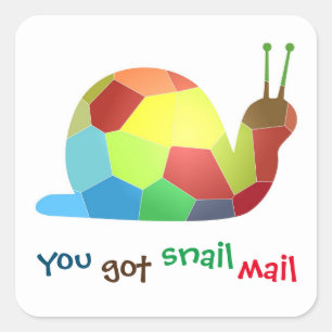 Pegatina Cuadrada Tienes Correo Snail - Corto y colorido