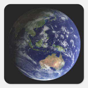 Pegatina Cuadrada Tierra completa desde el espacio mostrando Austral