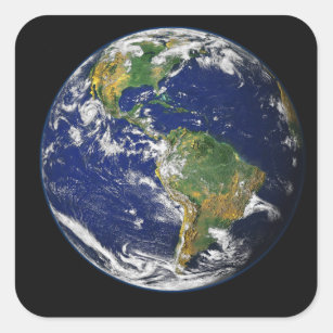 Pegatina Cuadrada Tierra completa que muestra el hemisferio occident