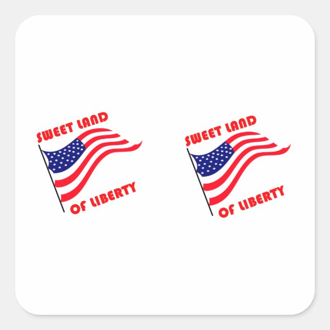 Pegatina Cuadrada Tierra dulce de la libertad (Anverso)