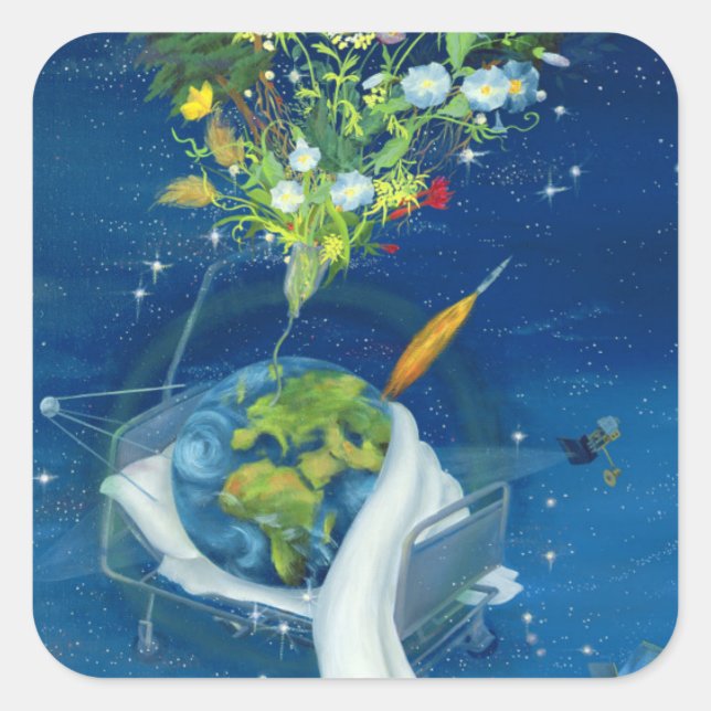 Pegatina Cuadrada Tierra enferma 2008 (Anverso)