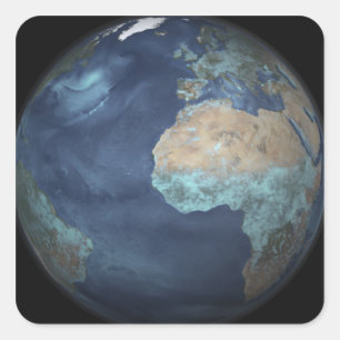 Pegatina Cuadrada Tierra llena que muestra la evaporación