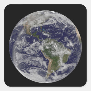 Pegatina Cuadrada Tierra llena que muestra Norteamérica y Amer del