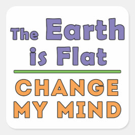Pegatina Cuadrada Tierra plana