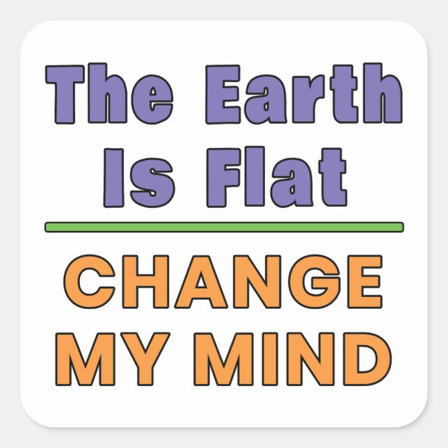 Pegatina Cuadrada Tierra plana (Anverso)