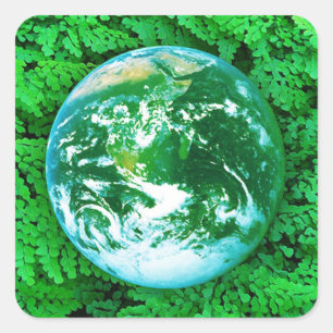 Pegatina Cuadrada Tierra verde - conciencia ecológica