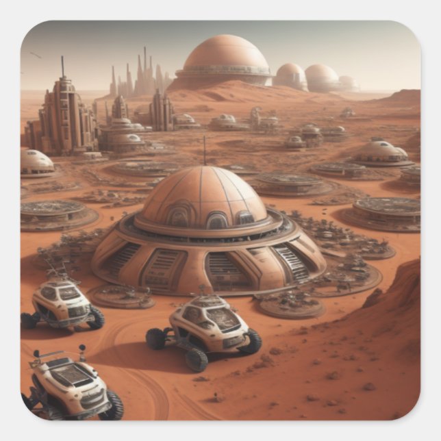 Pegatina Cuadrada Tierras de fantasía (Anverso)