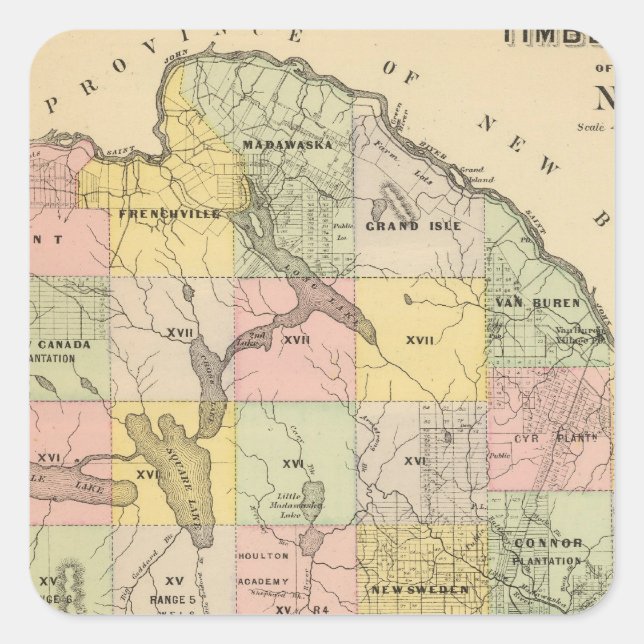 Pegatina Cuadrada Tierras de la madera 5 Atlas de mapas (Anverso)