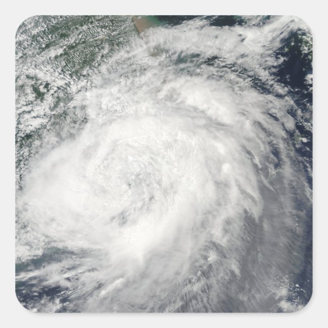 Pegatina Cuadrada Tifón Morakot sobre China (Anverso)