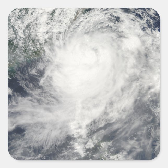 Pegatina Cuadrada Tifón Morakot sobre Taiwán (Anverso)