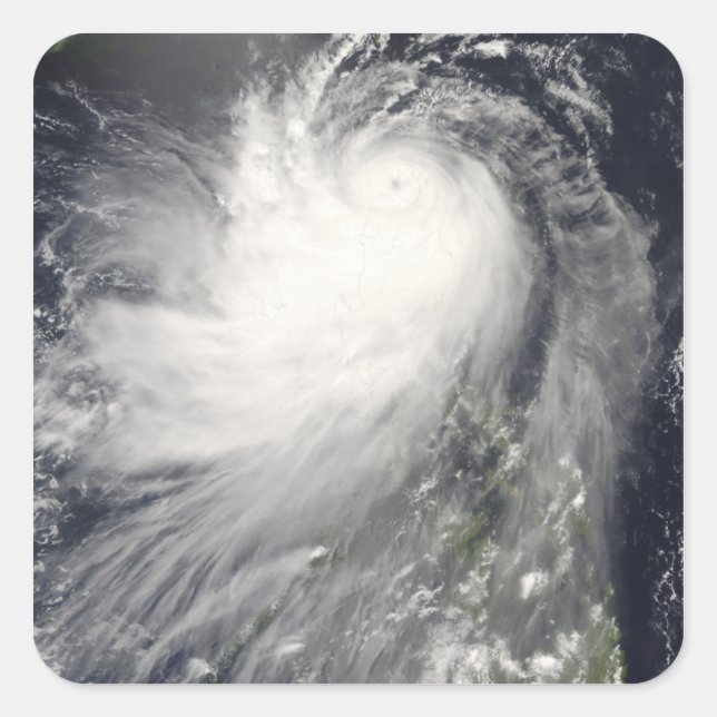 Pegatina Cuadrada Tifón Nuri sobre las Islas Filipinas (Anverso)