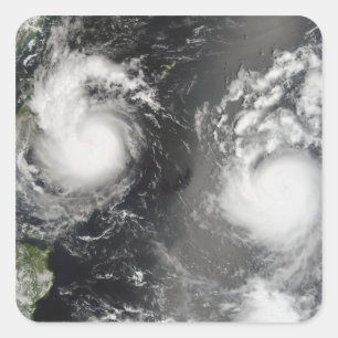 Pegatina Cuadrada Tifón Saomai y tormenta tropical Bopha