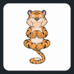 Pegatina Cuadrada Tiger at Yoga Fitness<br><div class="desc">This design is the perfect gift for a birthday,  Christmas and other celebrations. It is suitable for women,  men and kids.</div>