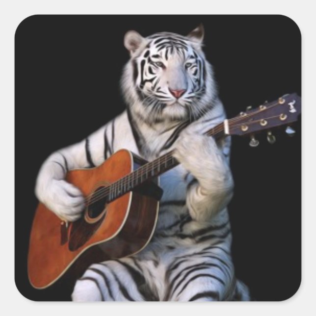 Pegatina Cuadrada Tiger in the Dark – Minimal Sticker (Anverso)
