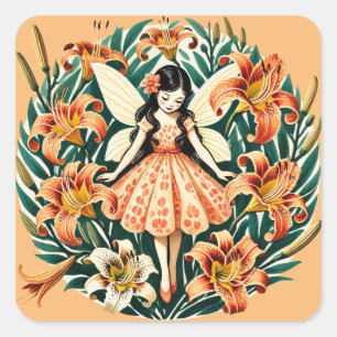Pegatina Cuadrada Tiger Lily Fairy