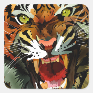 Pegatina Cuadrada Tiger Roar