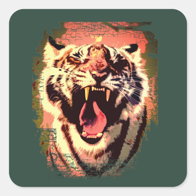 Pegatina Cuadrada Tiger Square Sticker (Anverso)