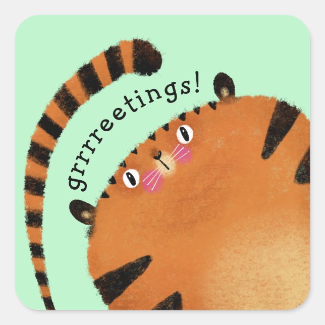 Pegatina Cuadrada Tigre (Anverso)