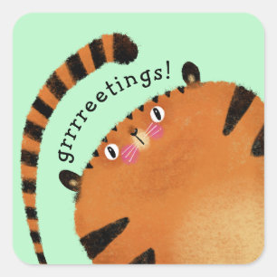 Pegatina Cuadrada Tigre