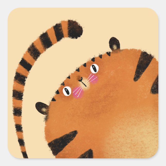 Pegatina Cuadrada Tigre (Anverso)