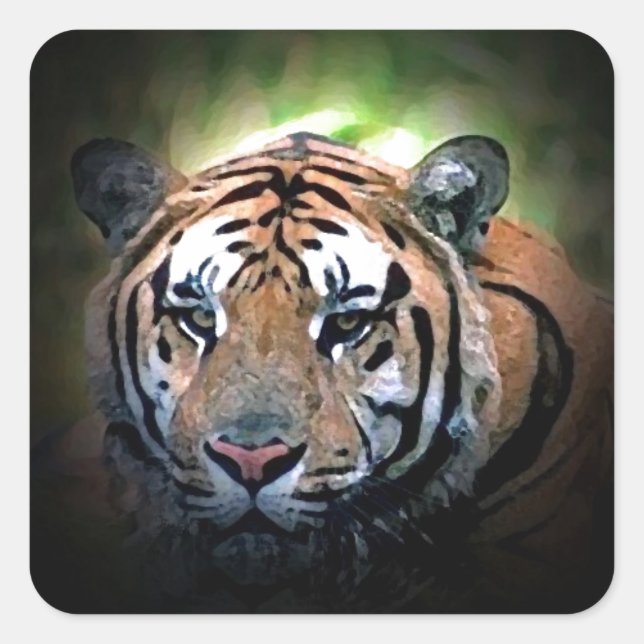 Pegatina Cuadrada Tigre (Anverso)