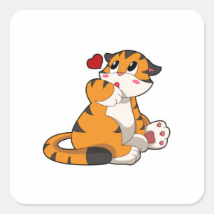 Pegatina Cuadrada Tigre con corazón