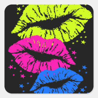 Pegatina Cuadrada Tigre Corey 80's Lips & Stars