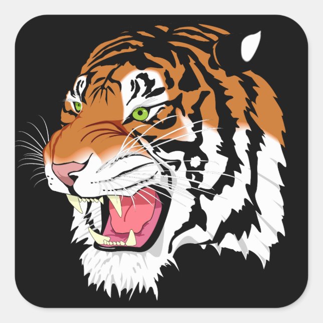 Pegatina Cuadrada Tigre de Sumatra (Anverso)