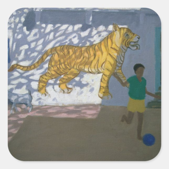 Pegatina Cuadrada Tigre India (Anverso)