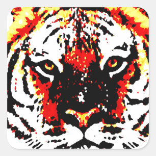 Pegatina Cuadrada Tigre salvaje