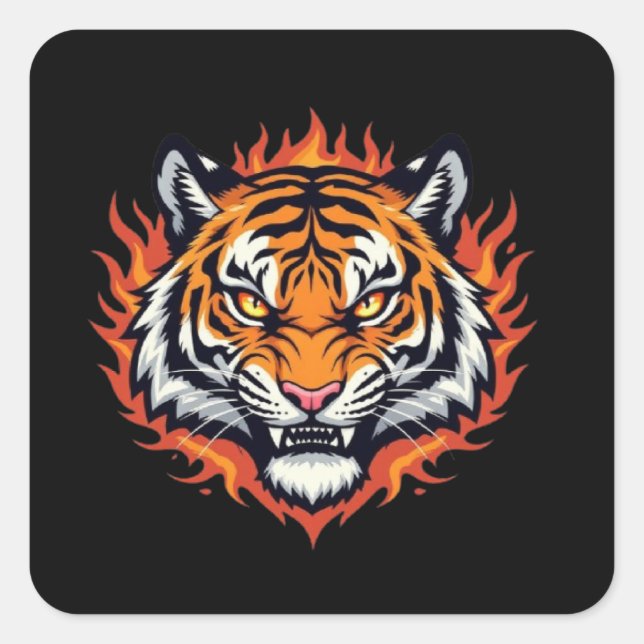 Pegatina Cuadrada Tigre Silencioso – Precisión y Poder (Anverso)
