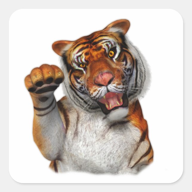 Pegatina Cuadrada Tigre, tigre (Anverso)