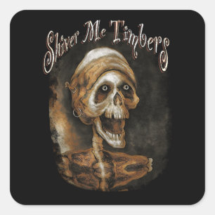 Pegatina Cuadrada Tigres de Shiver me - Pirata de Skeleton