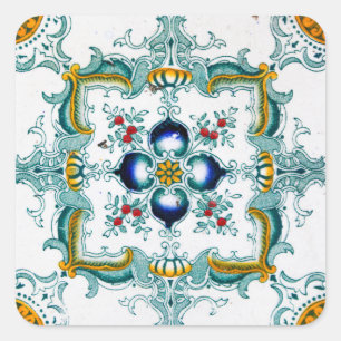 Pegatina Cuadrada Tile Art Nouveau Victoriano Decorativo Vintage