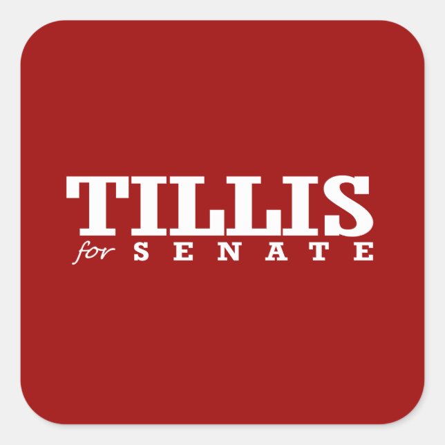 PEGATINA CUADRADA TILLIS PARA SENATE 2014 (Anverso)
