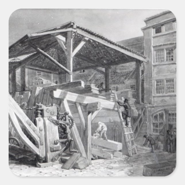 Pegatina Cuadrada Timber Yard, Finsbury, 1825 (Anverso)