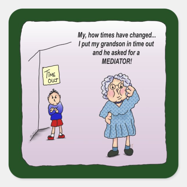 Pegatina Cuadrada Time Out Funny Humorny Maw Pegatinas (Anverso)