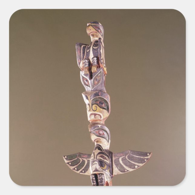 Pegatina Cuadrada Tinglit Bird Clan totem (Anverso)