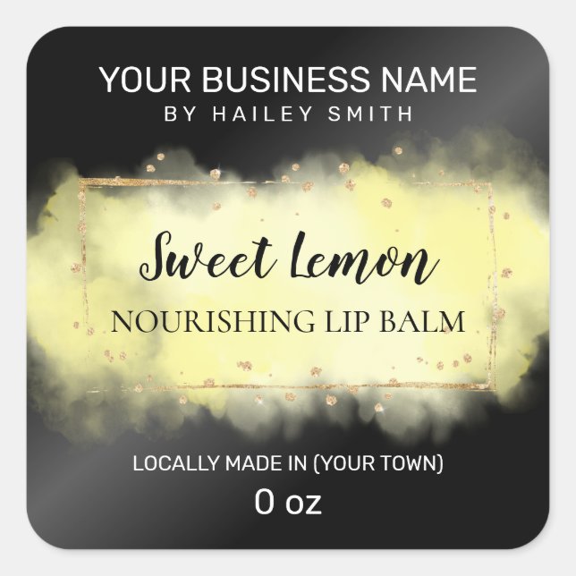 Pegatina Cuadrada Tinta Moderna Balcón Negro Y Amarillo Del Labio (Anverso)