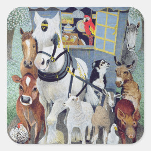 Pegatina Cuadrada Tío Tom Cobbley y todo