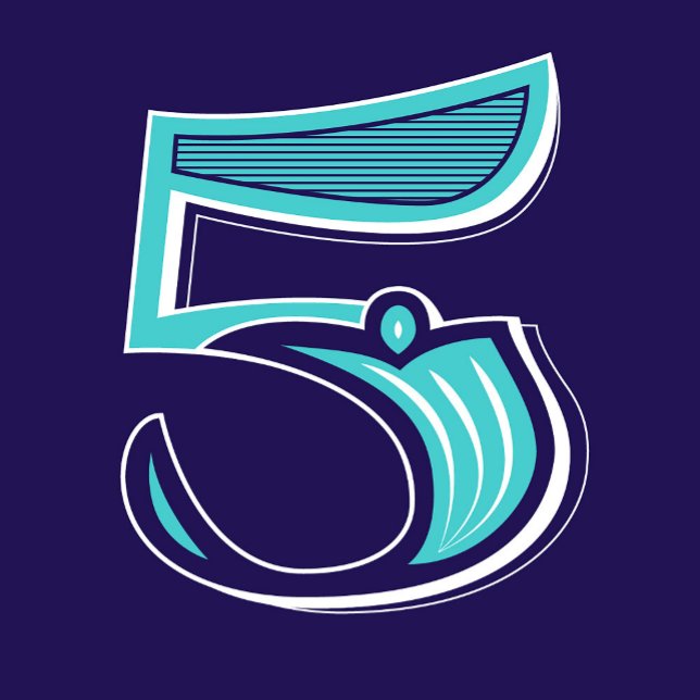 Pegatina Cuadrada Tipo de arte: número cinco (Subido por el creador)