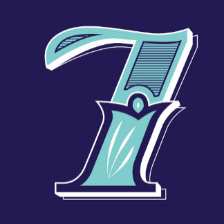 Pegatina Cuadrada Tipo de arte: Número siete