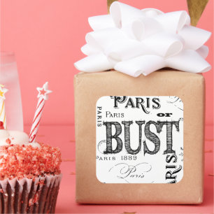 Pegatina Cuadrada Tipografía Caligrafía París Francia Torre Eiffel