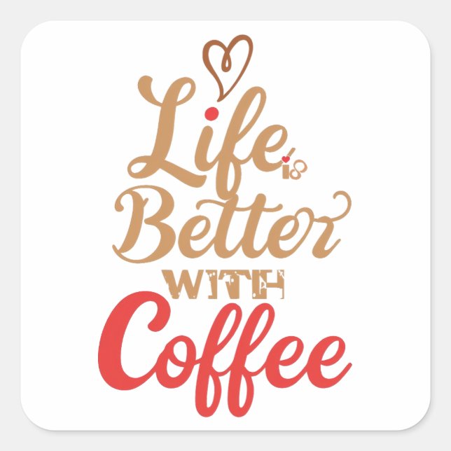 Pegatina Cuadrada Tipografía de Amante de Café Retro (Anverso)