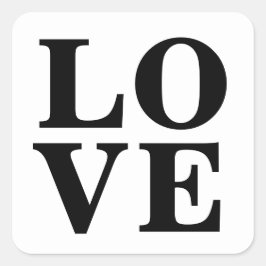 Pegatina Cuadrada Tipografía de Amor Negro Clásico Elegante Texto Bl