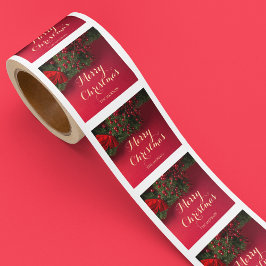 Pegatina Cuadrada Tipografía de escritura moderna navidad de moras r